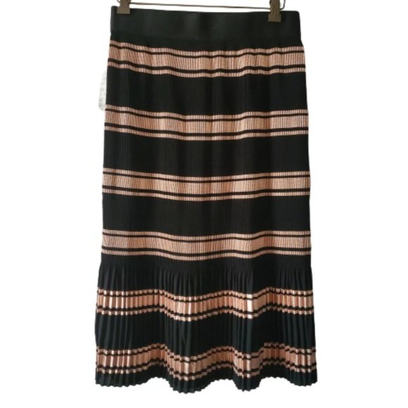 Lularoe Women's Rose Gold/Black Striped Accordion-Pleated Jill Skirt Small NWT - Picture 5 of 14